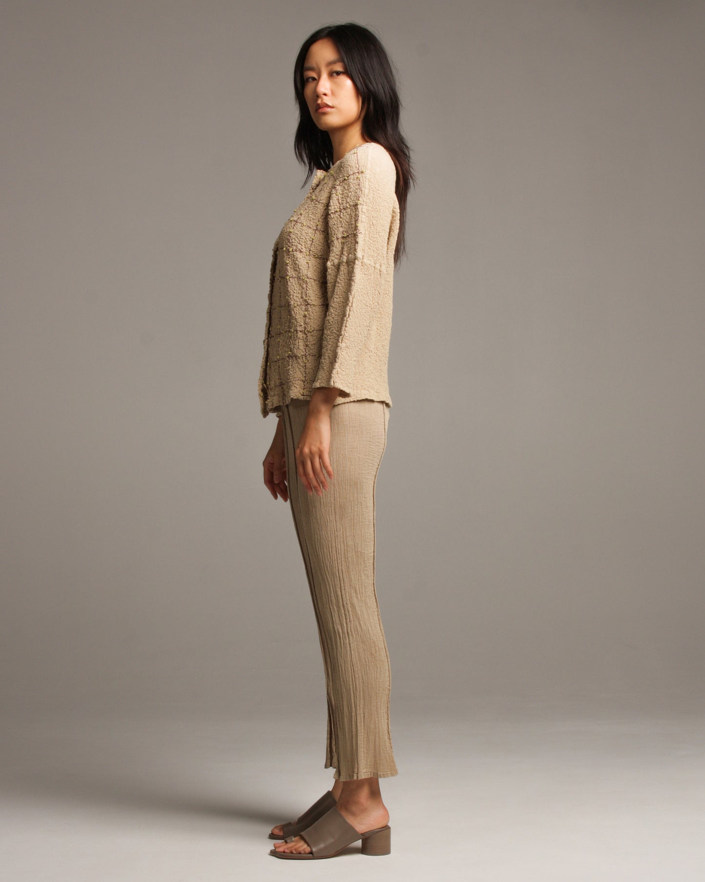 Beige Crepe Pants