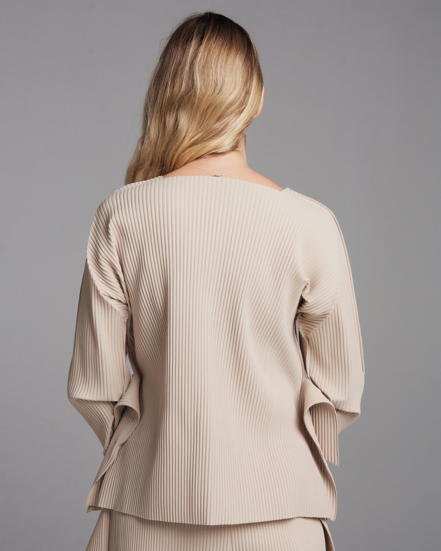 Light Beige Step Pleats Top