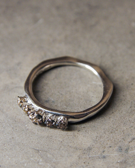 Poppy III Cognac Diamond Silver Ring