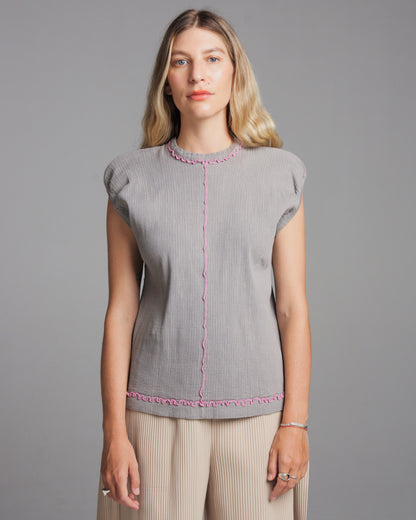 Grey Mellow Knit Top