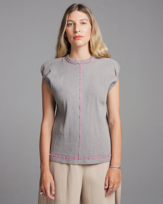 Grey Mellow Knit Top