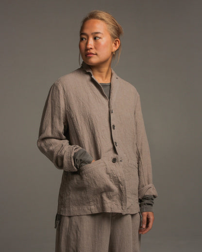Dove Grey Linen Collar Jacket
