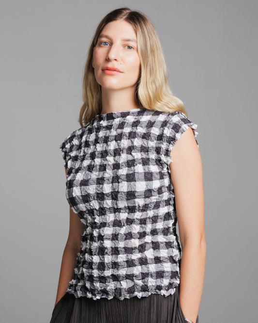 Black Gingham Meringue Top