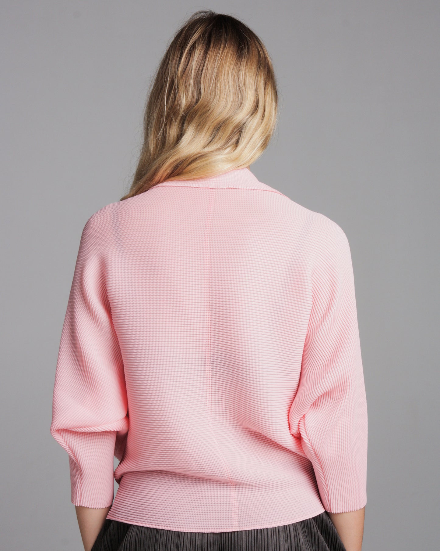 Powder Pink Dolman Stretch Pleats Top