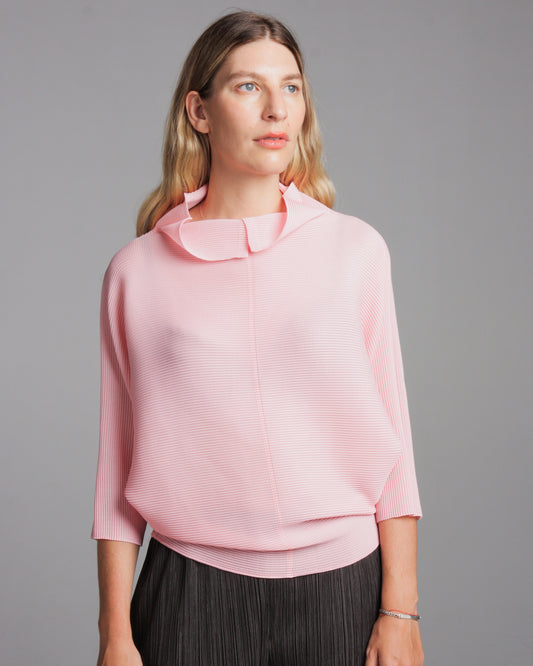 Powder Pink Dolman Stretch Pleats Top