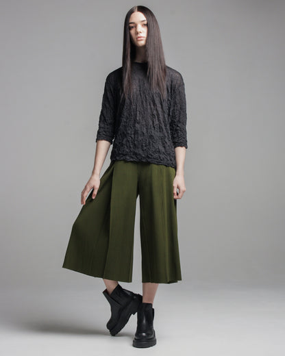 Green Tuck Pleat Pants