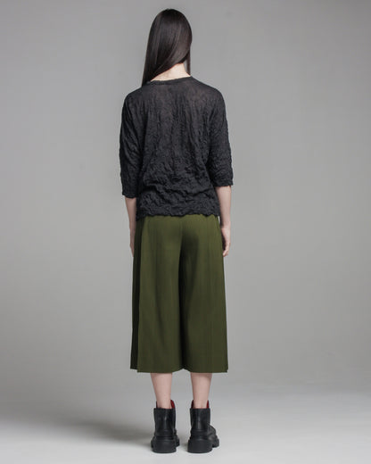 Green Tuck Pleat Pants