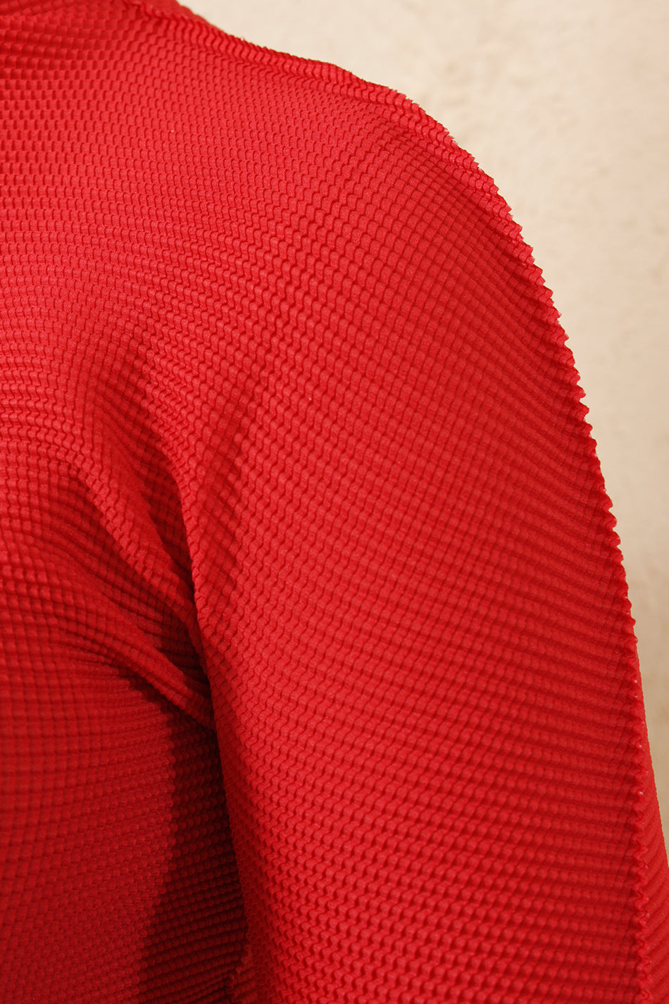 Long Sleeve Micropleat Top Red
