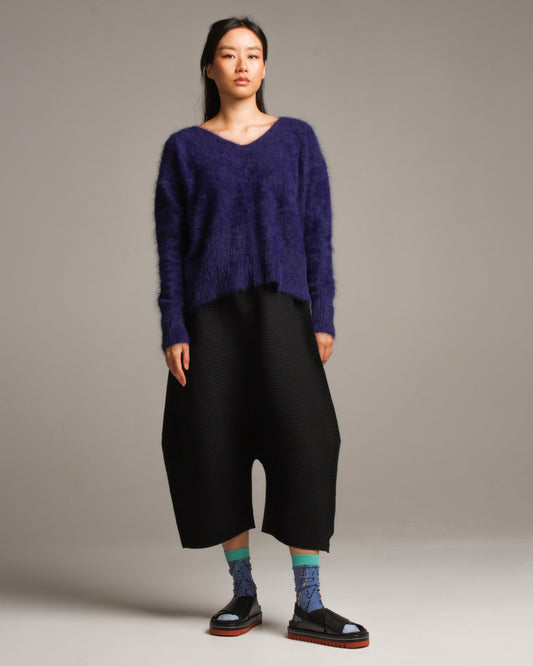 Blue Angora Shaggy Pullover