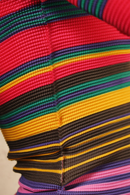 Micropleated Stripe Top