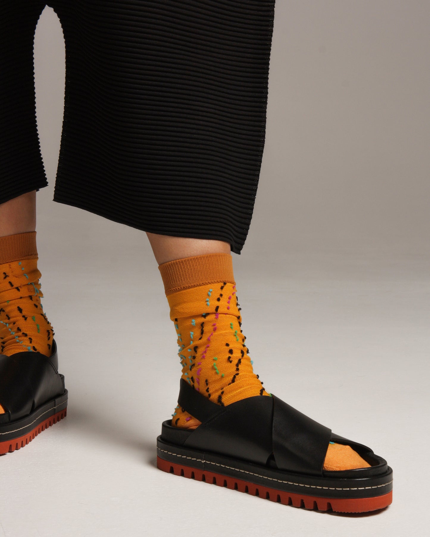 Orange Stitch Socks