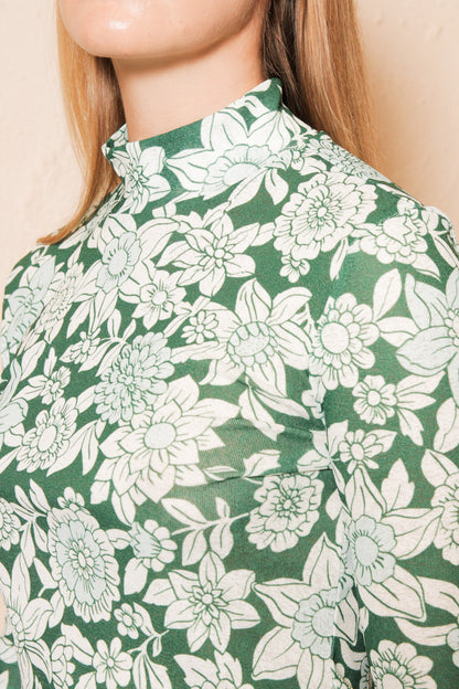 Taj Green Fitted Long Sleeve Top