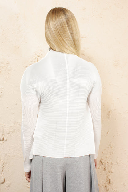 Micropleat Cardigan White