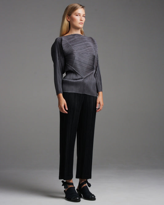 Black Straight Leg Pleated Pants