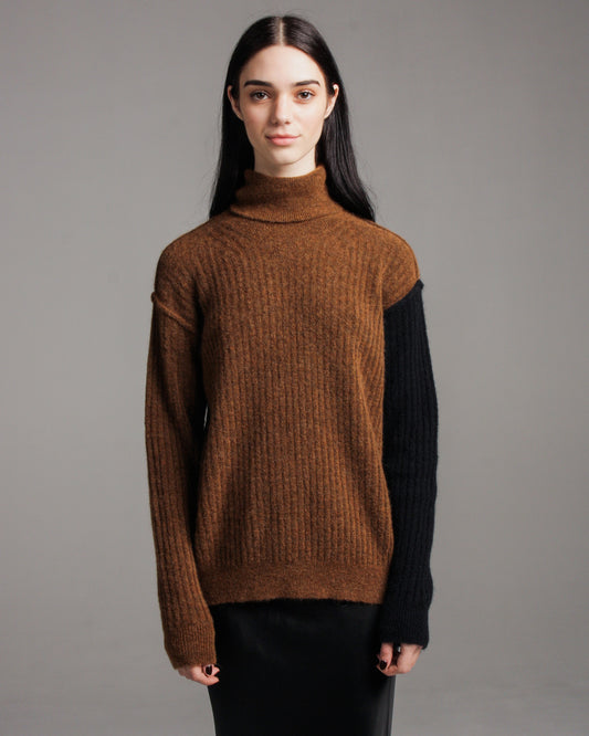 Mustard & Black High Neck Knit