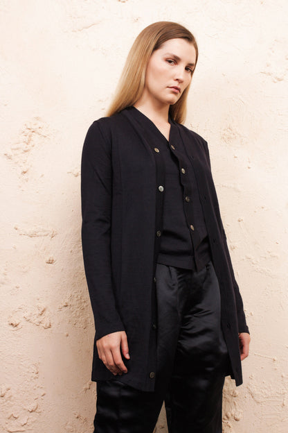 Layered Wool Cardigan