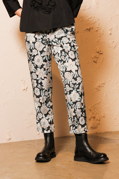 Peruna Black Elastic Waistband Trousers