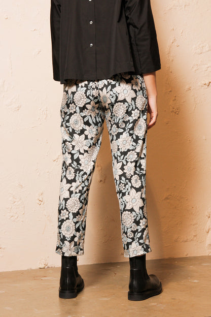 Peruna Black Elastic Waistband Trousers