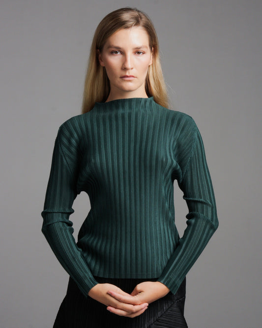 Dark Green High Neck Longsleeve Top