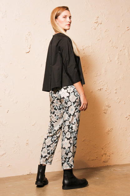 Peruna Black Elastic Waistband Trousers