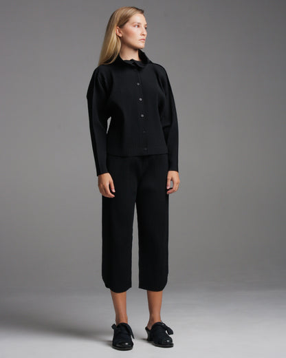 Black Classic Soft Pleated Straight Trouser