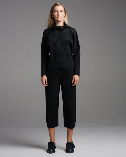 Black Classic Soft Pleated Straight Trouser