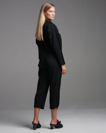 Black Classic Soft Pleated Straight Trouser