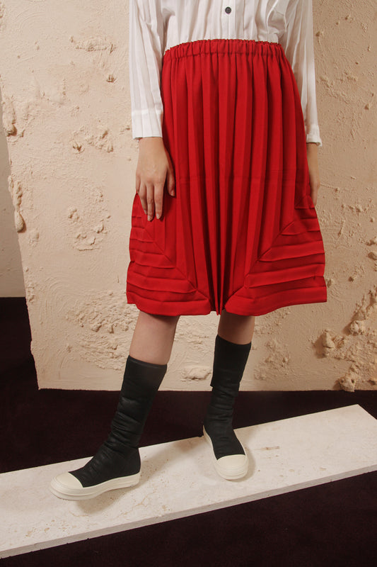 Pleated Red Skirt