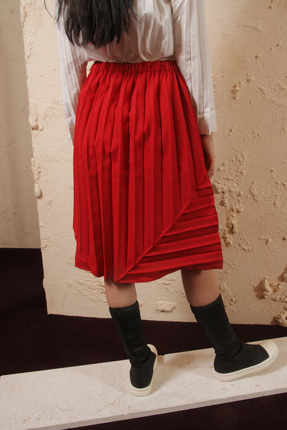 Pleated Red Skirt