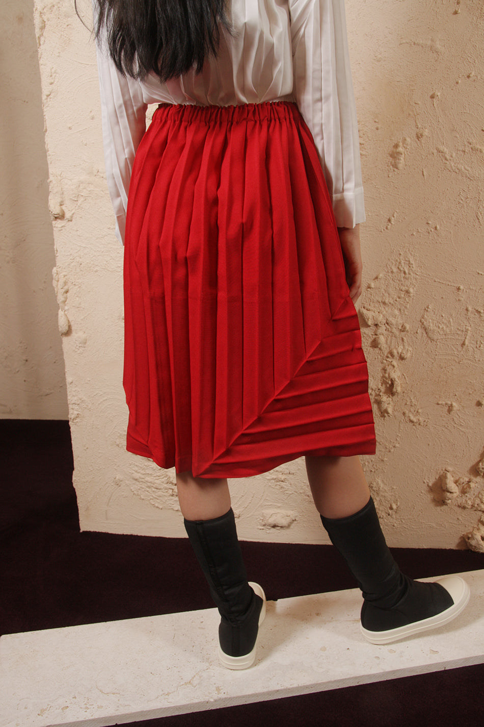 Pleated Red Skirt