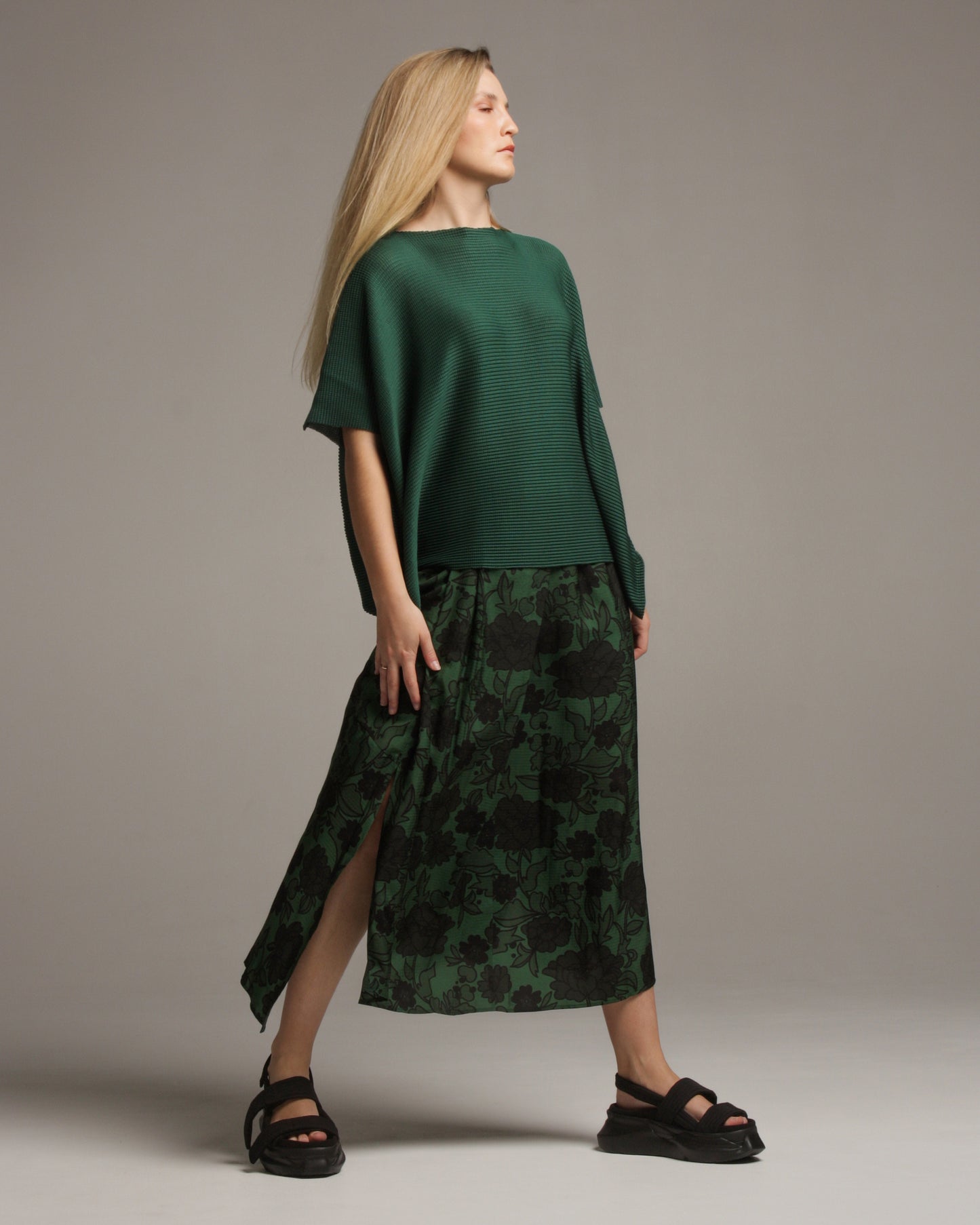 Sonam Green Peonies Skirt