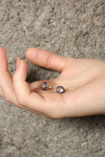 Bershka Ametrine Black Diamond Studs