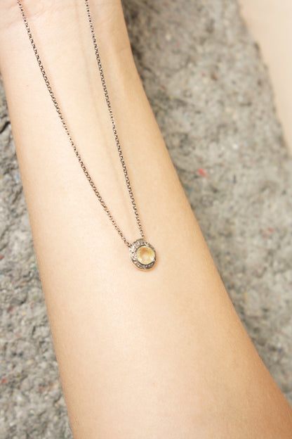 Golden Rutilated Quartz Cognac Diamond Necklace