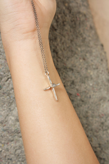 Grey Diamond Cross Necklace