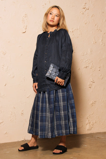 Linen Twill Indigo Bleach Shirt