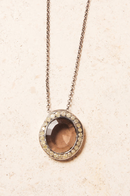 Smoky Quartz and Yellow Diamond Necklace