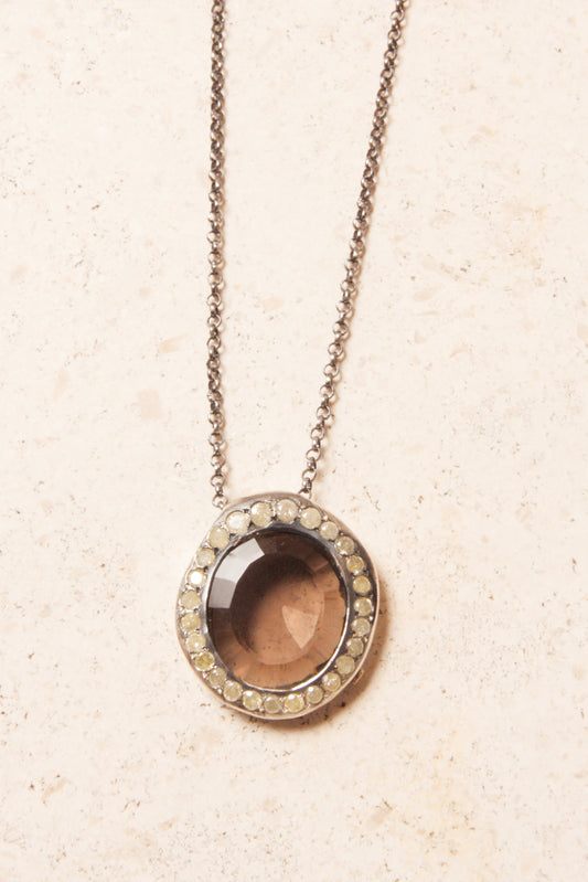 Smoky Quartz and Yellow Diamond Necklace