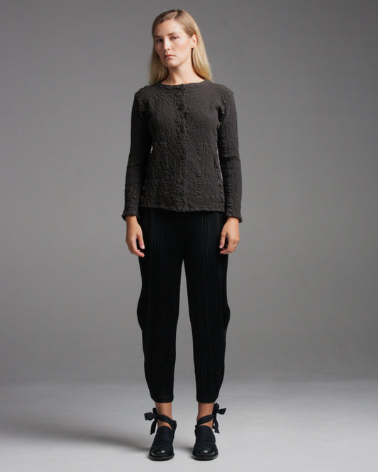 Black Tapered Pleated Pants