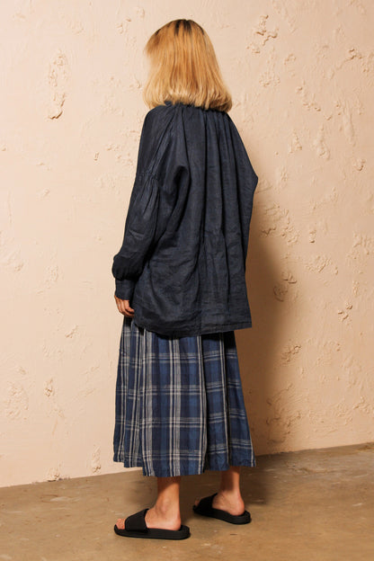 Linen Twill Indigo Bleach Shirt
