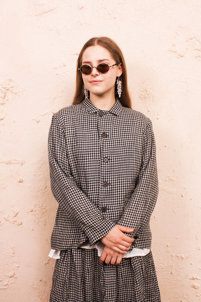 Black Boil Washer Gingham Jacket