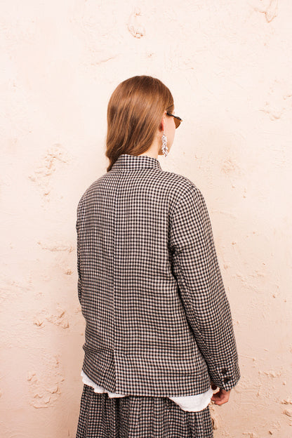 Black Boil Washer Gingham Jacket