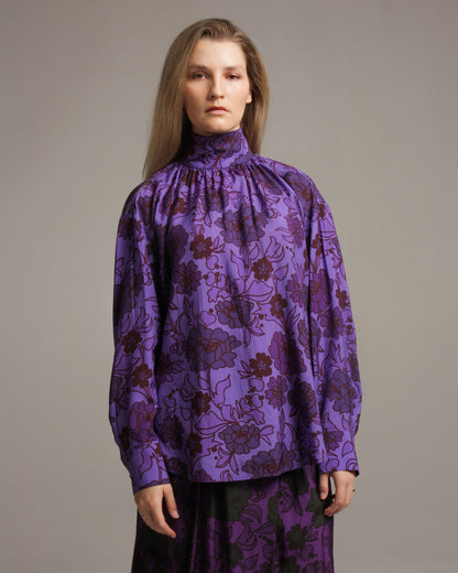 Taron Purple Peonies Blouse