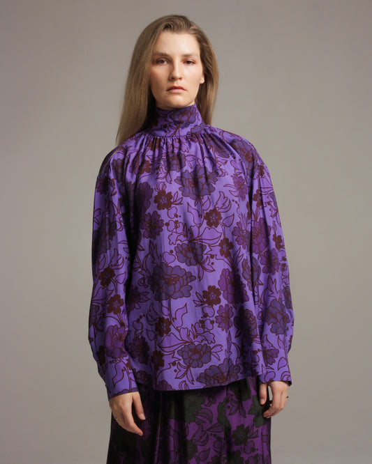 Taron Purple Peonies Blouse