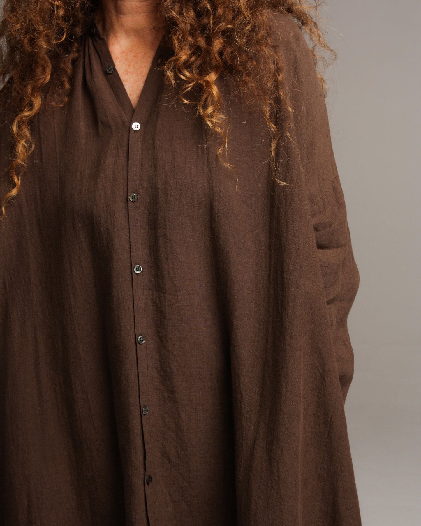 Brown Linen Shirt Dress