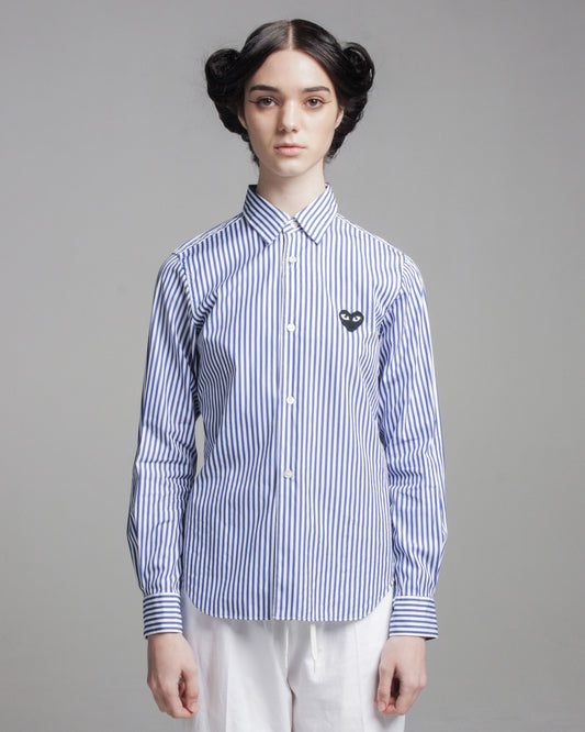 Blue Stripe Shirt with Black Heart