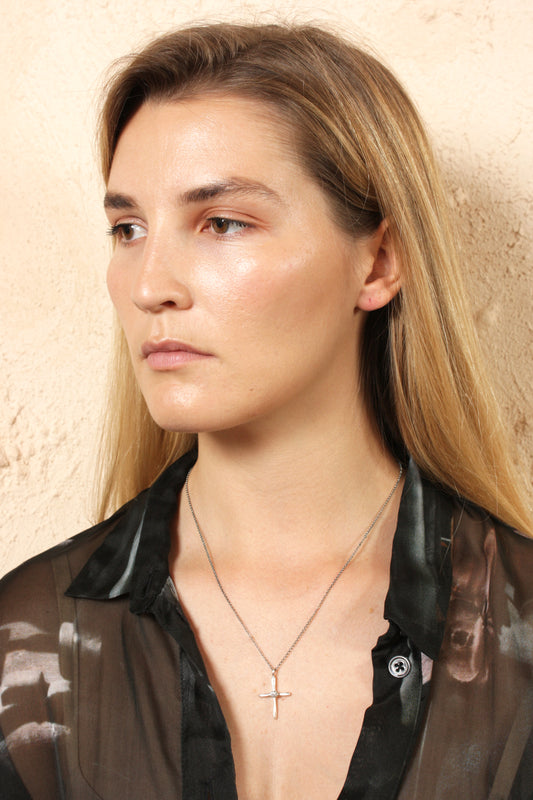 Grey Diamond Cross Necklace