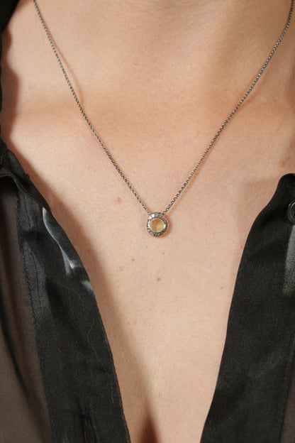 Golden Rutilated Quartz Cognac Diamond Necklace