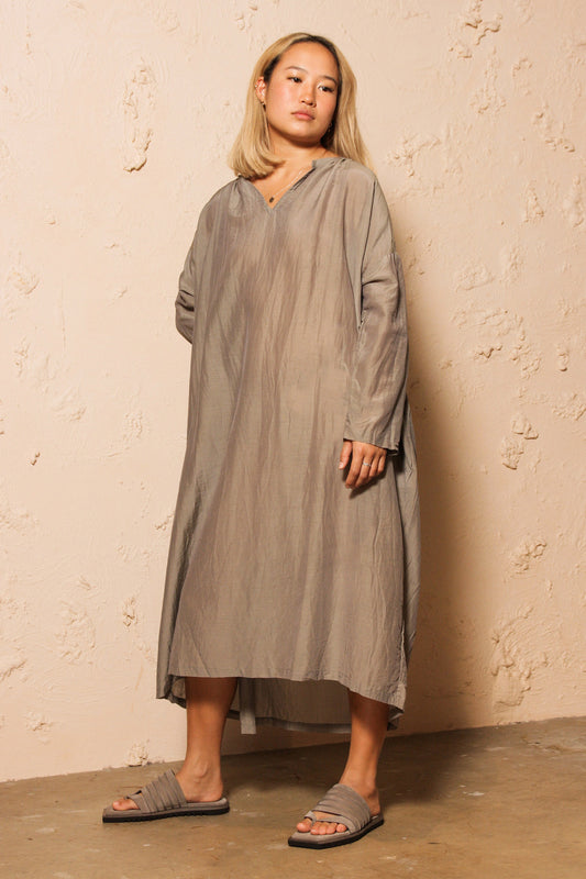 Silk Loan Azumadaki Grey Dress