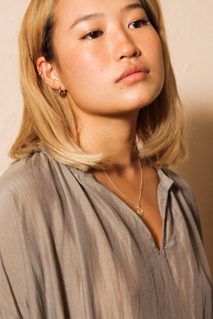 Silk Loan Azumadaki Grey Dress