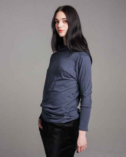 Blue Highneck Longsleeve Top